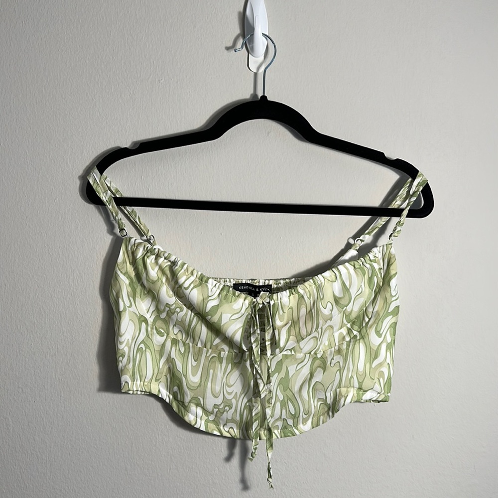 NWT PacSun Green and White Cropped Tank Top